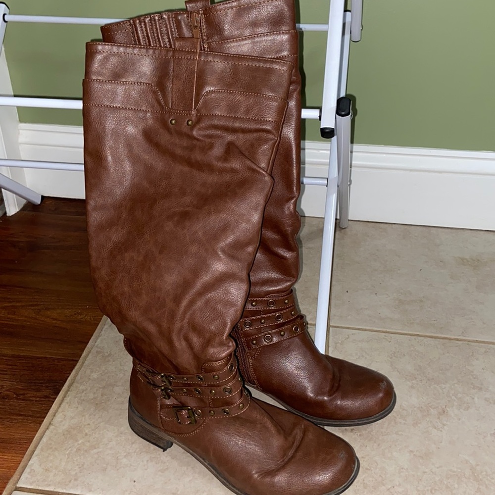 Brown riding boots